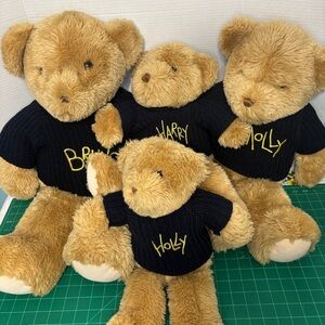 Chosun International Brown Teddy Bear Family Black Sweaters Embroidered Names